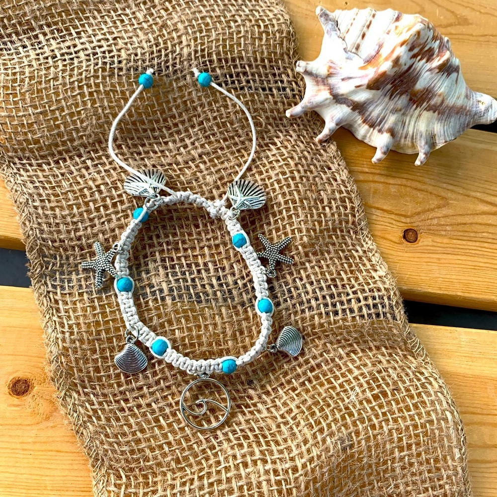 “Bahia Honda” Macrame Anklet with Charms